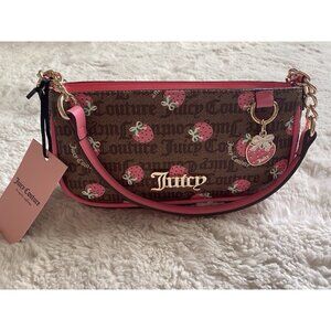 Juicy Couture Berry Sweet Strawberry Shoulder Bag Purse Chestnut Chino Pink NEW